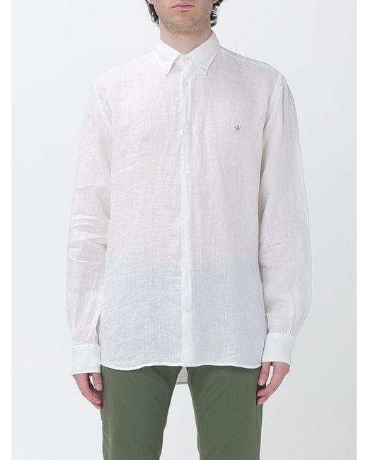 Brooksfield White Casual Linen Shirt for men