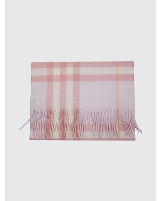 Burberry Pink Check Print Cashmere Scarf