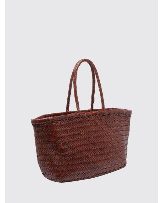 Dragon Diffusion Brown Woven Leather Handbag With Double Handle