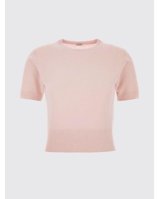 Jil Sander Pink Cropped Wool And Cashmere Knit