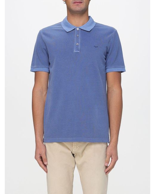 Fay Blue Cotton Polo Shirt With Logo for men