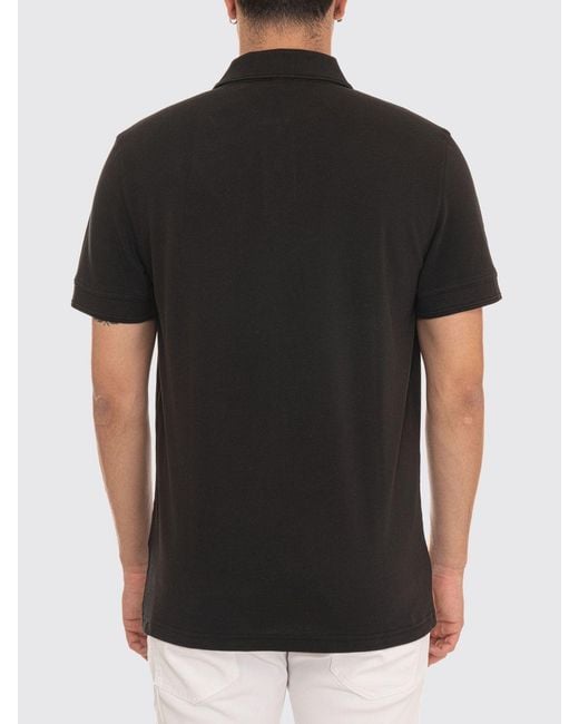 Boss Black Short-Sleeved Cotton Polo Shirt With Ribbed Collar for men