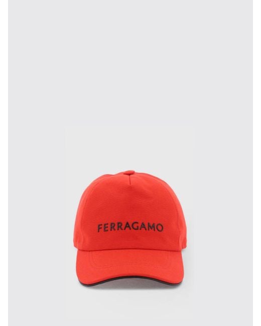Cappello in canvas di cotone con logo ricamato di Ferragamo in Red da Uomo