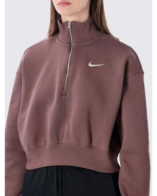 Nike Purple Cotton Blend Sweatshirt With Half Zip
