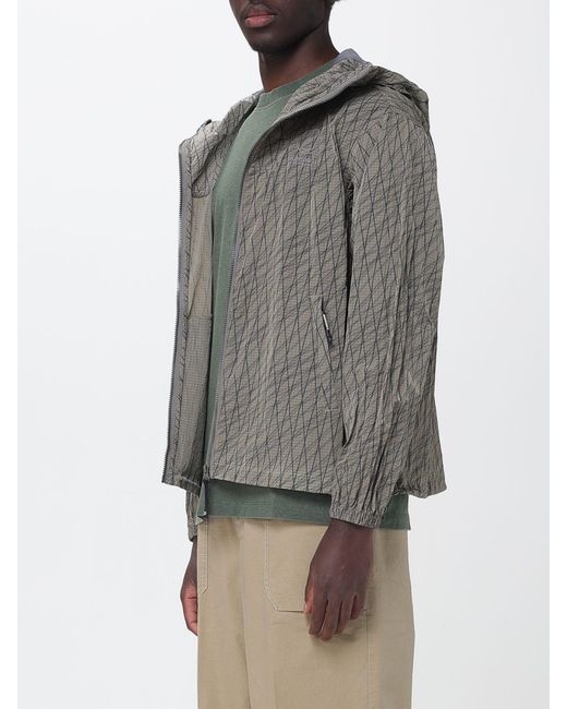 Murphy & Nye Gray Ripstop Nylon Windbreaker Jacket With Abstract Print And Hood for men