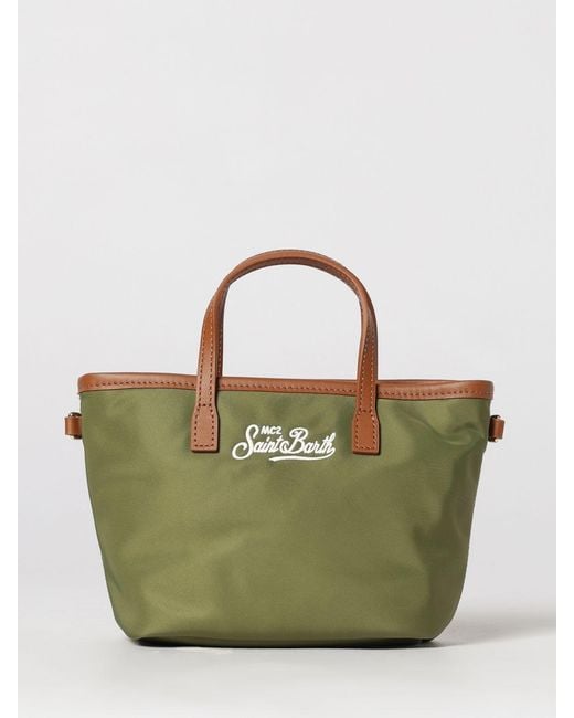 Mc2 Saint Barth Green Nylon Bag With Embroidered Logo