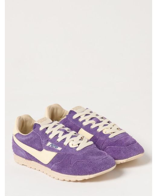 Autry Purple Comfortable And Stylish Suede Upper Low Top Shoes With Lace-Up Closure