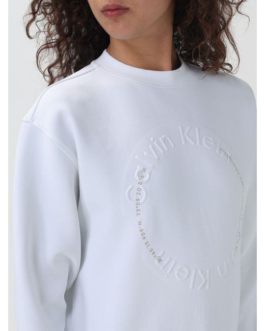 Felpa con logo di Calvin Klein in White
