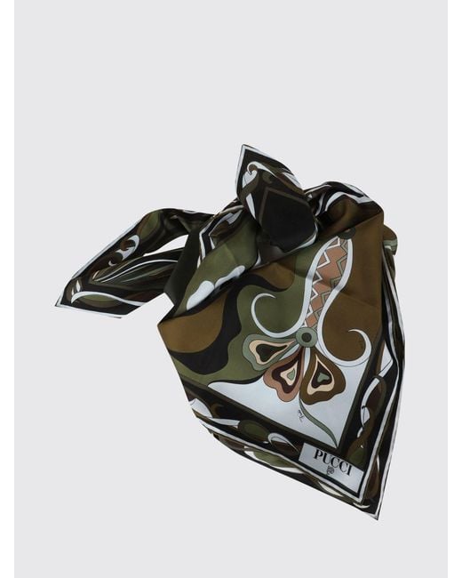 Emilio Pucci Black Printed Silk Scarf