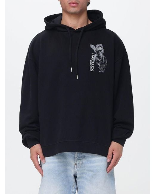 DSquared² Black Cotton Hoodie With Logo for men