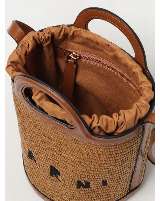Marni Brown Tropicalia Tasche Aus Leder Und Bast