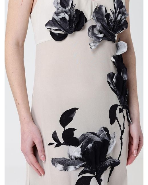 Ermanno Scervino White Floral Print Silk Long Dress