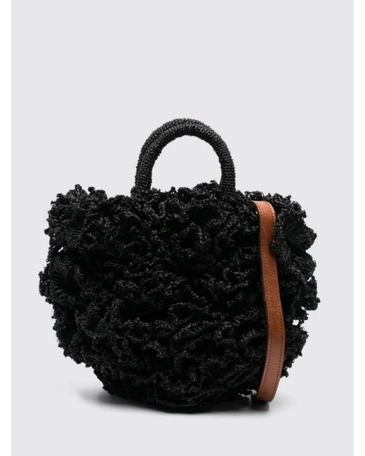 IBELIV Black Coral Raffia Handbag