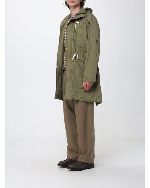 Paul Smith Green Knee-Length Hooded Cotton Parka With Drawstring Waist for men