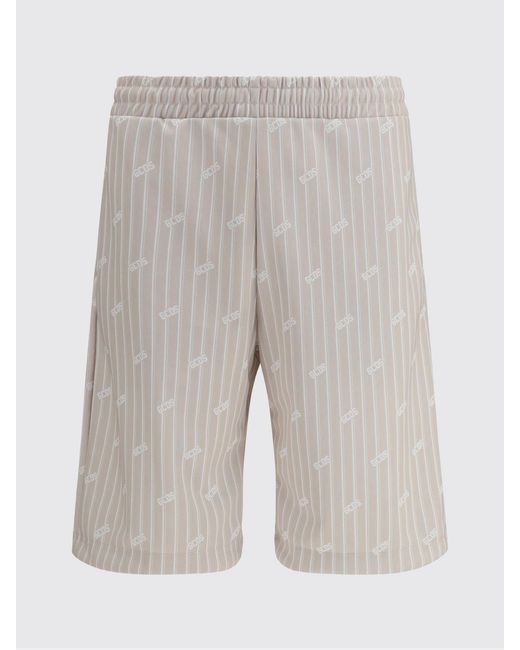Gcds Gray Technical Fabric Shorts With Striped Logo for men