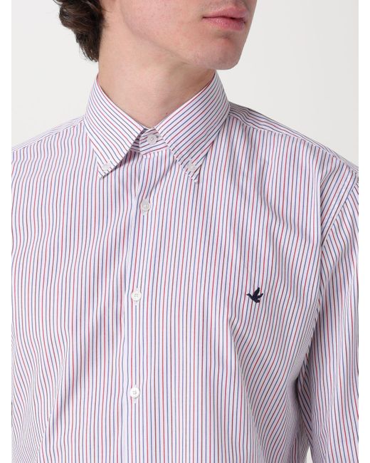 Camicia in cotone a righe di Brooksfield in Purple da Uomo