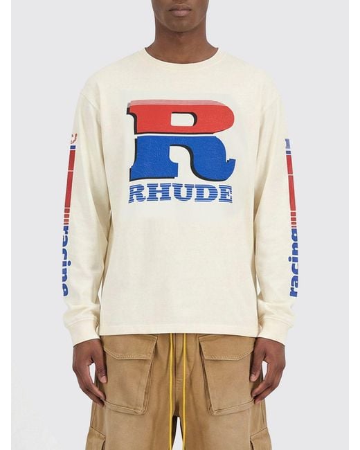 Rhude Gray Printed Cotton T-Shirt for men