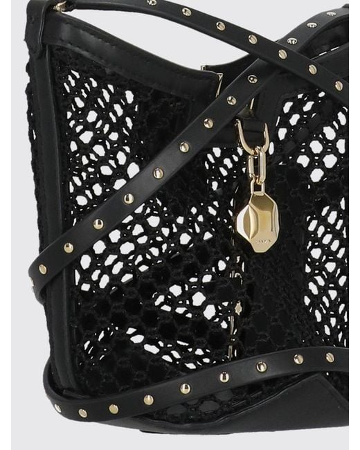 Lanvin Black Mesh Cotton And Leather Bag With Studs