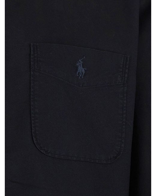 Polo Ralph Lauren Blue Slim Fit Cotton Shirt Jacket With Zip Closure for men