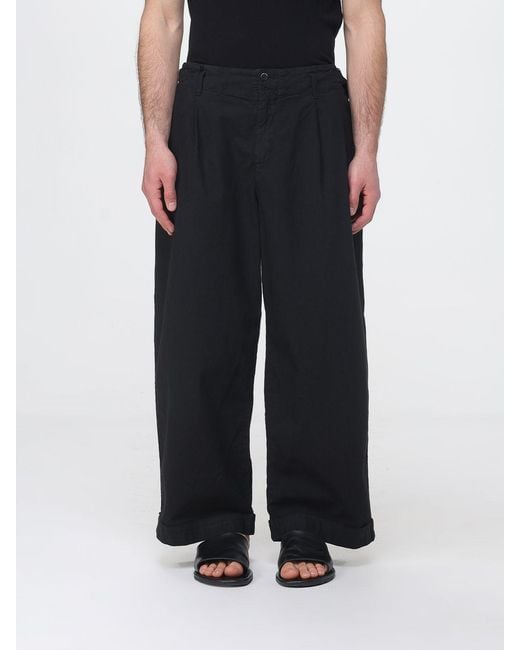 Barena Black Wide-Leg Cotton Trousers for men