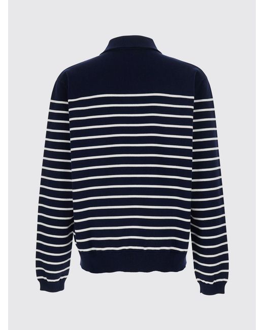 DSquared² Blue Relaxed Fit Striped Knit Long-Sleeve Polo Shirt for men