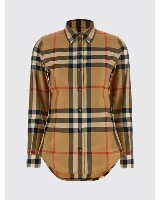 Burberry Brown Check Pattern Cotton Shirt With French Collar