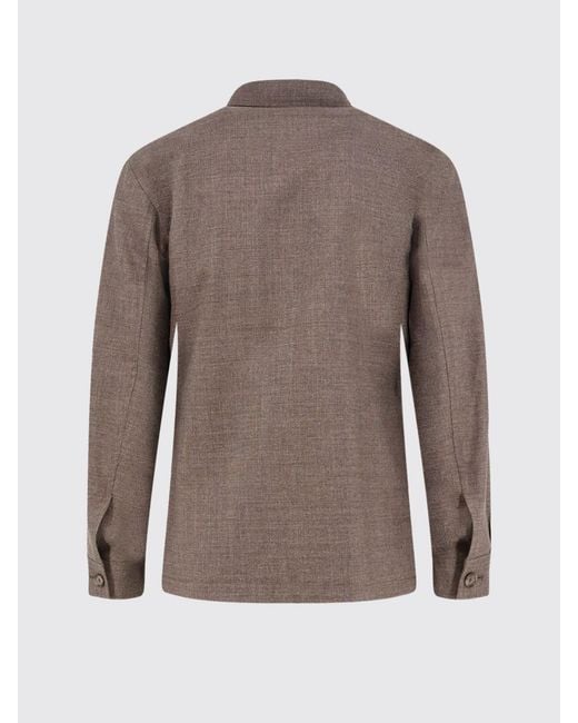 Tagliatore Brown Pure Virgin Wool Shirt Jacket With Flap Pockets And Curved Hem for men