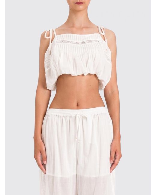 Twinset White Cotton Crop Top