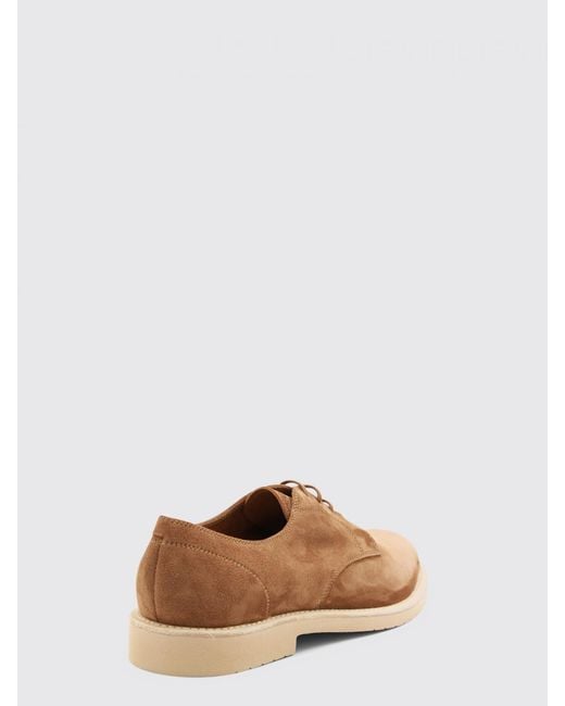 Brunello Cucinelli Brown Suede Derby Shoes for men