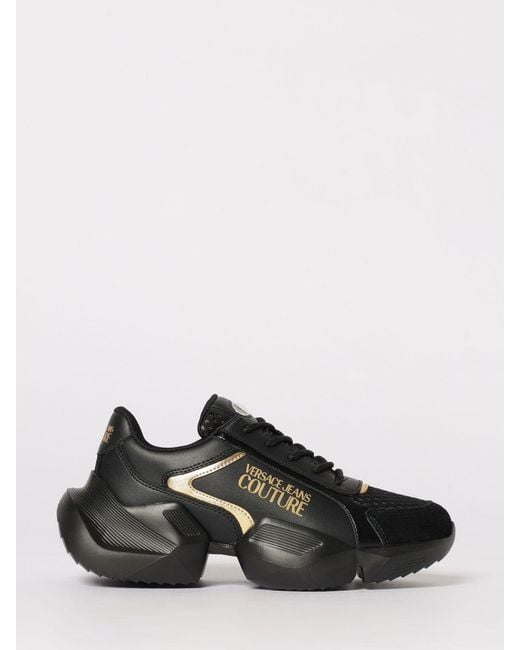 Versace Jeans Couture Black Leather And Mesh Sneakers