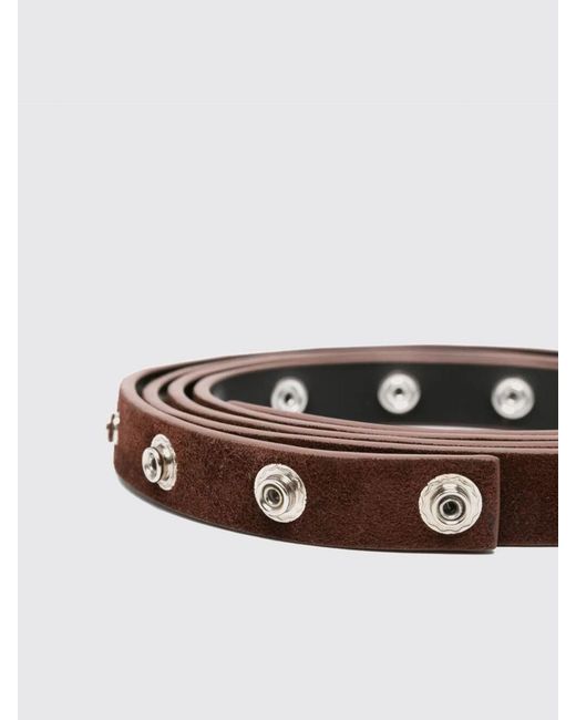 The Attico White Studded Suede Leather Belt