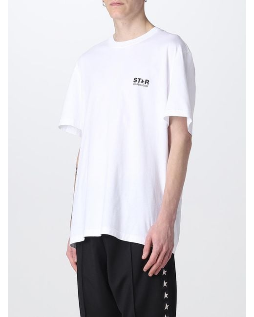 Golden Goose Deluxe Brand White Cotton T-shirt With Logo for men