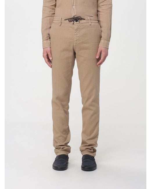 Mason's Natural Linen And Cotton Blend Drawstring Trousers for men