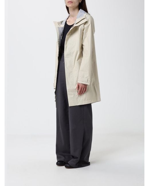 The North Face Natural Knee-Length Nylon Windbreaker Jacket With Hood And Logo