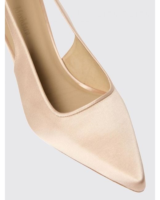 Max Mara Natural Airone Satin Slingback Pumps With Medium Stiletto Heel