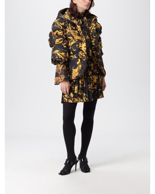 Versace Jeans Couture Black Baroque-Print Pleated Mini Skirt