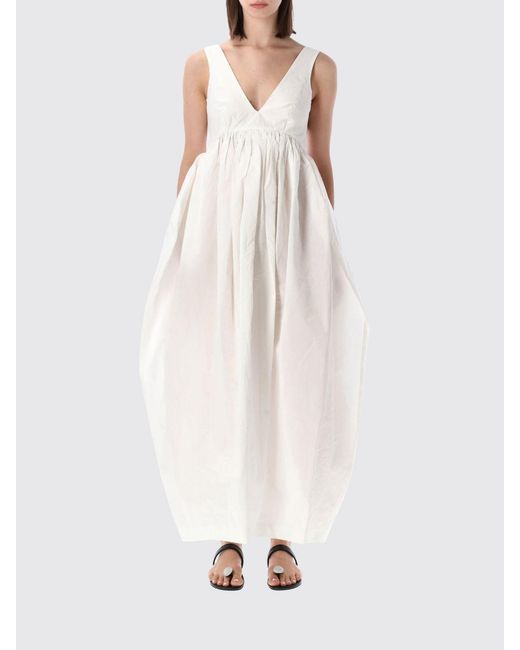 Vestido Escultural De Mezcla De Algodón Rohe de color White
