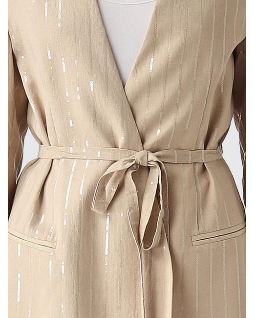 MEIMEIJ Natural Viscose Robe Blazer With Sequins