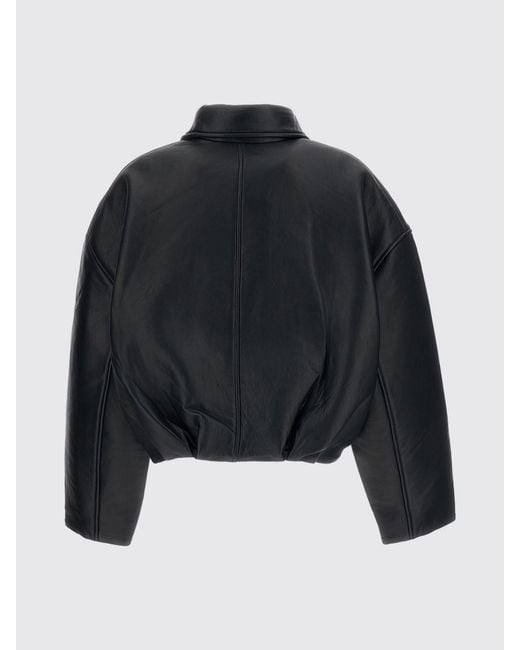 ROTATE BIRGER CHRISTENSEN Blue Cropped Relaxed-Fit Sheepskin Leather Shirt Jacket