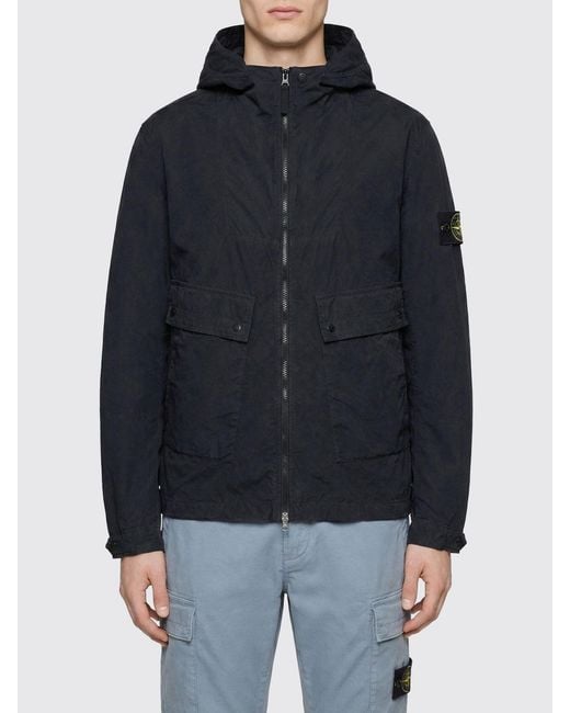Stone Island Black Hooded Parka for men