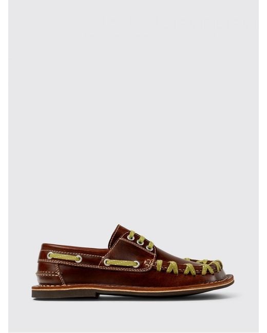 CAMPERLAB Brown Eki Leather Boat Loafer With Contrast Stitching for men