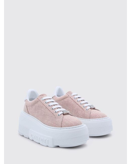 Casadei Pink Nexus Canvas Wedge Sneakers