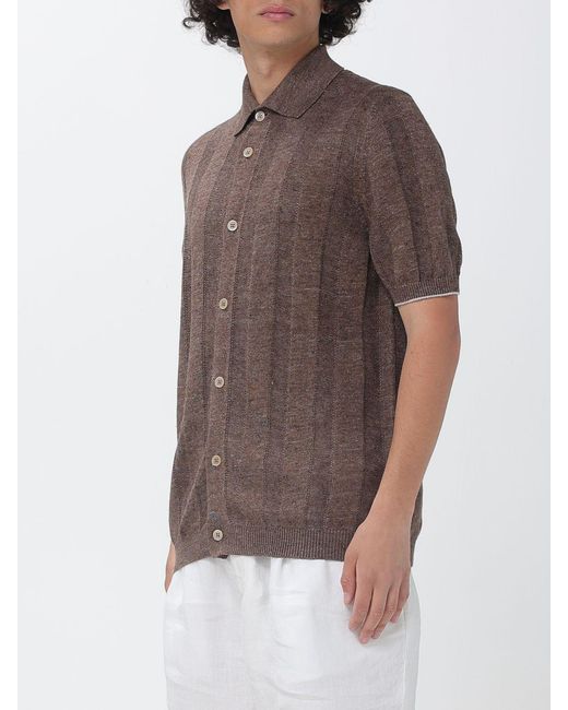 Brunello Cucinelli Brown Knit Shirt for men