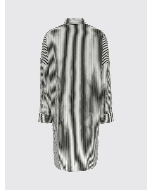 Tom Ford Gray Striped Silk Chemisier Dress