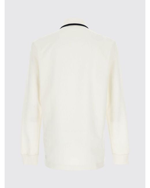 Dolce & Gabbana White Dolce &Amp Gabbana Long-Sleeved Slim Fit Polo Shirt With Contrast Trim for men