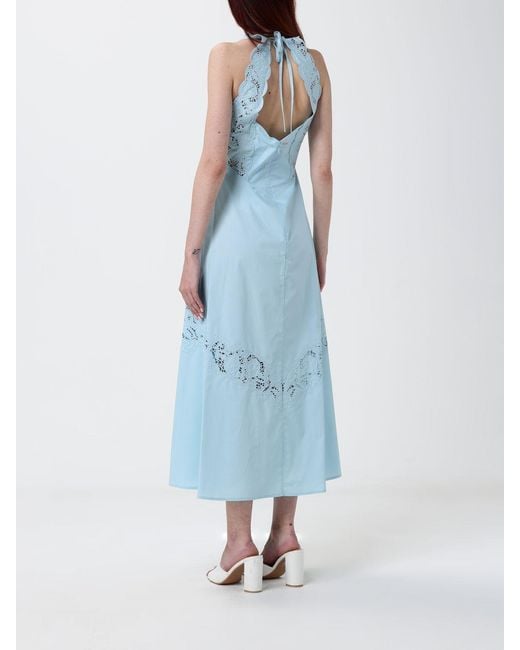 Twinset Blue Cotton Midi Dress