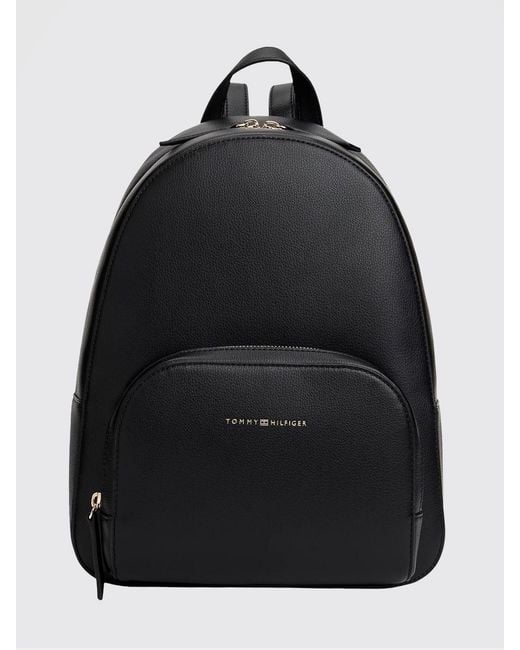Tommy Hilfiger Black Synthetic Leather Backpack With Logo