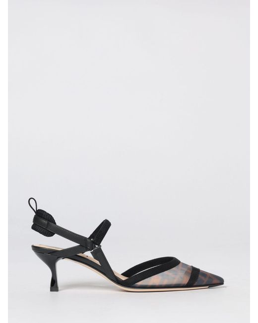 Fendi White Colibrì Lite Mesh Nylon Slingback With Ff Monogram And Leather