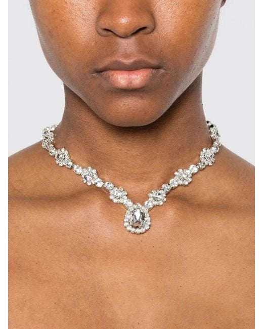 N°21 White Brass Necklace With Set Rhinestones