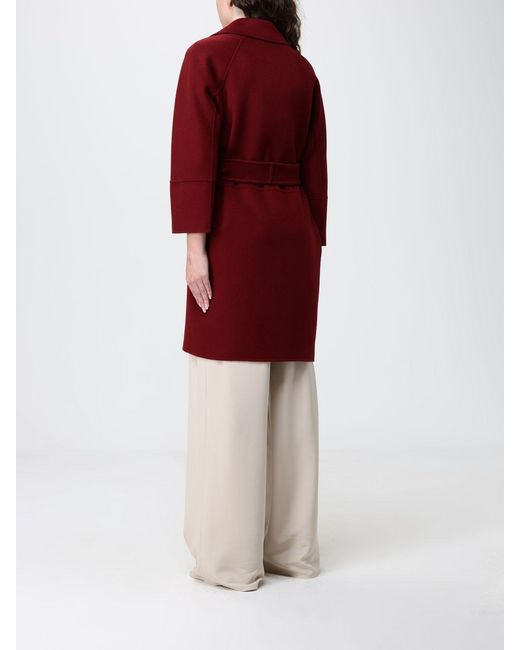 Max Mara Red Virgin Wool Wrap Coat